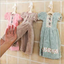 Korean Cute Coral Suede Princess Dresses Polish Hand Towels Mini Clothes Can Hang Water-Absorbent Rubbed Cloth Rubbels Face Towels