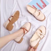 Womens shoes Summer 2020 new Korean version 100 lap cross with shallow mouth fashion single shoes children coarse heels with small leather shoes