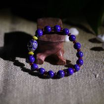 Natural 4A lapis lazuli bracelet womens bracelet 8mm agate sterling silver six-character truth sky blue gem