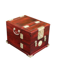 Makeup box Big red acid branch plain mirror box makeup box Solid wood mahogany jewelry box Mahogany dressing box Crafts