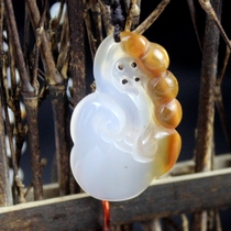 Large clearance natural River agate Ruyi Ping An Lady pendant National style retro first jewelry listing necklace