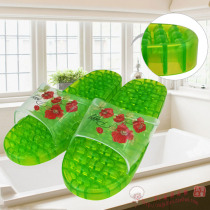 South Korea Imported Bathroom Non-slip Slippers Flat-bottomed Home Crystal Rose Massage Toshoe Drain Adult Summer Drag