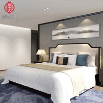 New Chinese solid wood bed modern star hotel Hotel Guesthouse with a complete set of simple-like board room double bed furniture