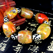 Large clearance natural Xuanhua Warring States red agate large Lezi Bracelet Mens retro collection bucket bead string