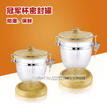 Oak lid sealed cans acrylic sealed cans coffee moisture-proof fresh-keeping cans with Bean spoon-attached coffee sealed cans