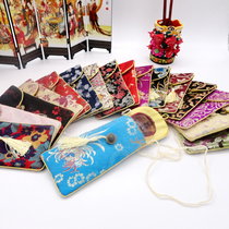 Chinese style specialty handicraft cloud brocade tassel large flap glasses bag mobile phone bag pen bag