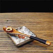 Creative retro tying spoon natural nanmu spoon honey jam stirring long handle coffee spoon baby eating spoon