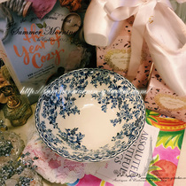 LACESHABBY export to Europe and the United Kingdom luxury brand W relief cobalt blue hand-painted floral large soup bowl