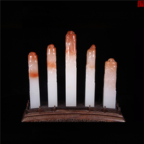 Collection Boutique Old Pit Yellow Dragon Jade Seal Set of Five Lions Chapter Section High Liter Fu Chia Side Seal Engraving