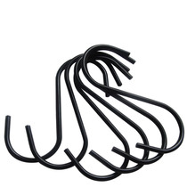 Full black stainless steel large S-shaped adhesive hook portable metal adhesive hook (3 pieces)