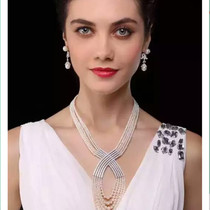 DIY accessories silver platinum plated large flower type x-shaped knot natural pearl sweater chain tassel accessories long chain pendant