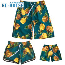  Parent-child beach pants mother and daughter father and son beach wear family of three vacation pants five-point pants shorts loose quick-drying summer