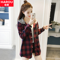 Plaid shirt Women spring and autumn 2021 new junior high school students Korean loose long sleeve shirt shirt coat