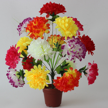 Simulation of 16 colored chrysanthemum bouquets Qingming chrysanthemum sacrifice fake flower tomb place silk flower on the grave plastic flower cheap
