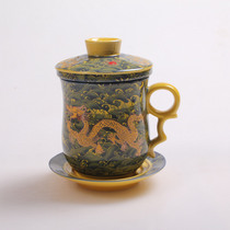 Ceramic Tea Cup Ceramic Personal Cup Office Tea Set Ceramic Tea Sea Tea Cup Gold Dragon Wave Four-piece Set
