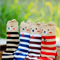Special price Korean version of pure cotton cotton socks striped solid small bear cartoon socks in cylinder socks lady cotton socks