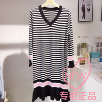 Pregnancy colour conception maternity dress new autumn and winter Korean version V collar Long sleeves Long knit fish tail hem Pregnant woman sweaters dress