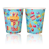 Raw Daily Necessities Children Parties Dress Cartoon Disposable Cupcakes Happy Birthday Cupcakes Light Blue Pattern