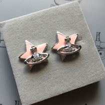 Europe and the United States British jewelry jewelry cute pink star five-pointed star Saturn stud earrings e058