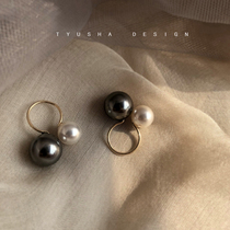 TYUSHA American 14K gold pearl ear clip ear clip no ear hole female retro European and American cold wind Winter Super fairy