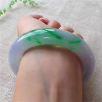 Myanmar natural A-goods old pit ice species Yang green emperor floating purple round strip emerald jade bracelet with certificate female model