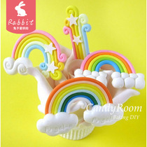 Baking cake decoration soft pottery 3D scene cloud rainbow insert ornaments party dessert table dress