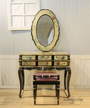 New Chinese Neoclassical Antique Foil Handdrawn Furniture Dressing Stool