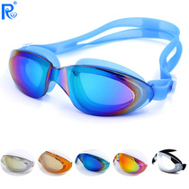 Goggles mens and womens HD waterproof anti-fog colorful flat swimming glasses Adult large frame electroplated glasses swimming equipment