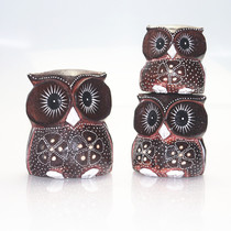 Painted Owl A wood carved American pastoral home decorations living room TV cabinet bookcase ornaments