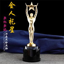 Oscar Metal Trophy Custom Little Gold Man Creative Crystal Dance Trophy The Thumb Lettering Medal