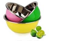 Stainless steel basin three-piece set of color-plated basin fruit basin wash basin seasoning pot rice pot promotional gifts wholesale