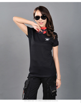 Outdoor Short Sleeve Women Summer New Casual Half Sleeve Pure Cotton Elastic Body Exercise T-Shirt Tight Fit Special Soldier Blouse