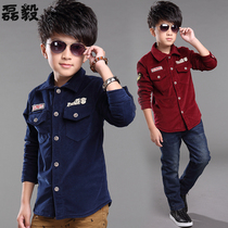 Boys Shirt Spring and Autumn Fashion Printed Corduroy Long Sleeve Shirt 2020 New Autumn Korean Fashion Top