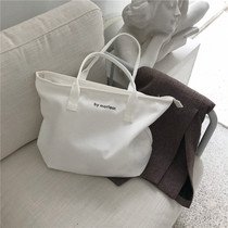 2020 Korean ins large capacity letter shoulder bag chic canvas bag wild simple handbag female student bag