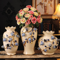 European-style large vase ceramic living room ornaments high-grade Jingdezhen vase dried flower arrangement home decoration wedding gift