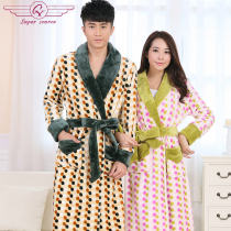 CY Winter coral velvet women thick couple pajamas flannel robe men polka dot long sleeved pajamas home clothing set