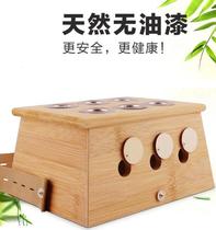 Acupuncture box Moxibustion box Bamboo two-hole portable moxibustion household single burning moxibustion device