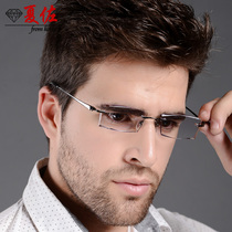 With ultra-light frameless trimming pure titanium myopia mirror frame male anti-blue radiation gradient lens A001