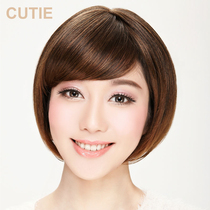Jie drip wig lady short hair Sassoon hair type oblique bangs BOBO head short straight hair repair face real shot