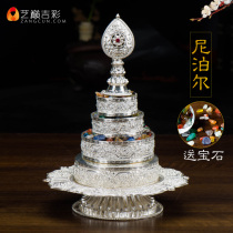 Pure silver Manza disc Buddhist Mithong for furniture in Nepal handmade 999 thousand foot silver for Manza 8 auspicious Mandapan