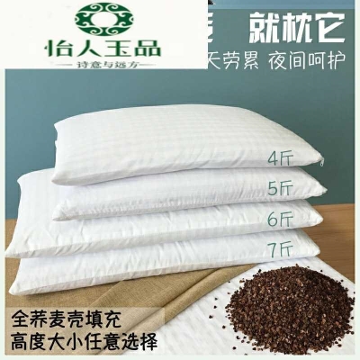 Autumn and winter lunch break College students men adults hard whole buckwheat buckwheat shell breathable hard pillow Single high pillow