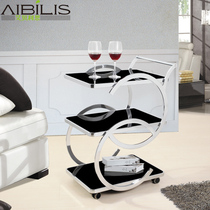 New high-grade European three-layer tempered glass dining car Wine car restaurant trolley Bread snack car beauty car