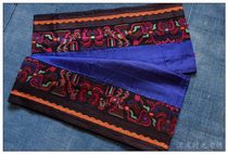 Black seedling old embroidery rare Miao embroidery piece lock edge embroidery number yarn embroidery cuff pair 40*5 5cm ay101