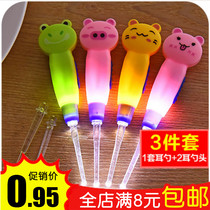 Luminous ear digging spoon Ear digging artifact Ear cleaning ear picking tool set Pull buckle ear shit Adult ear spoon