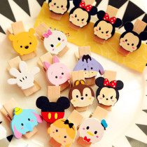 Cute cartoon log photo clip small wood clip Decorative photo wall wood clip with hemp rope clip