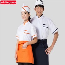 (whitegown) new short sleeve men and women chef uniform Korean version of chef clothes autumn chef clothes