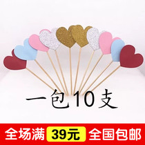 Cake Decoration Pendulum with Loving Card Inserts Flags 10 Loaded Colorful Great Peach Hearts Dessert Party Baking Decorations