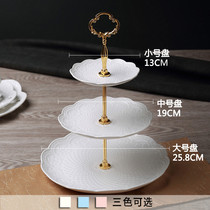  Modern living room European-style ceramic three-layer fruit plate Afternoon tea heart plate cake rack fashion creative simple multi-layer