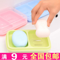 2127 Creative Double Body Waterproof Soap Case Double G Soap Box Drain with cover PP Soap Box