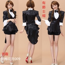  Black Tuxedo Magician uniform Crutches dance performance Female jazz dance ds Girls  generation hit song performance costume